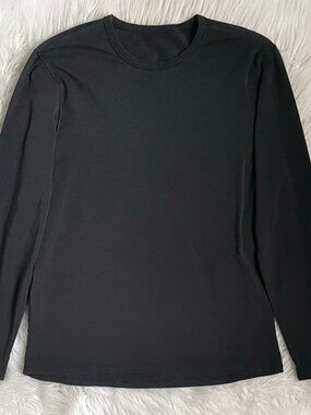 Black Lululemon Long Sleeve Crew T Shirt Mens Sz M/L Performance Jersey